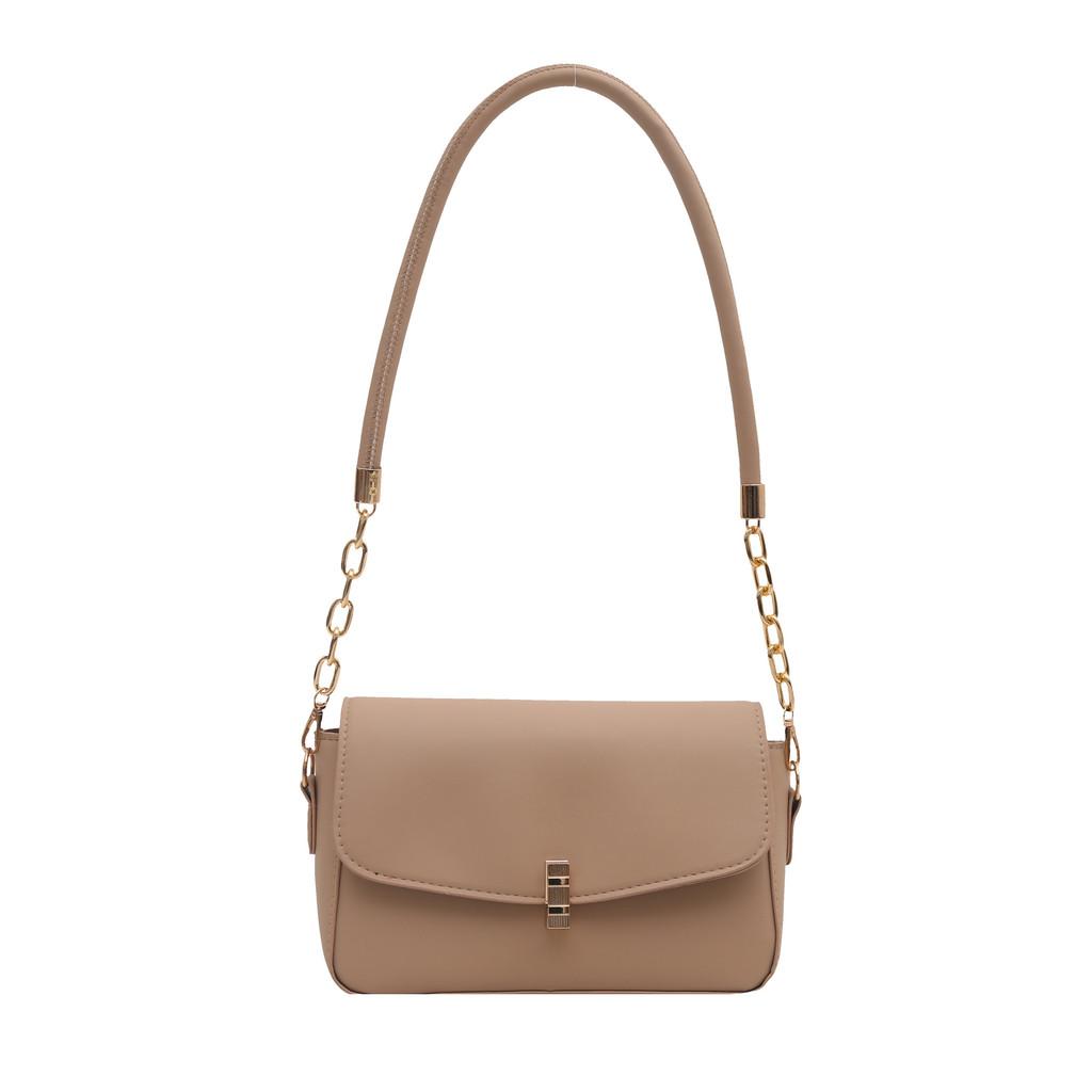 Luxe Minimalist Chain Strap Small Square Purse For Women Available In Black White And Khaki Colors