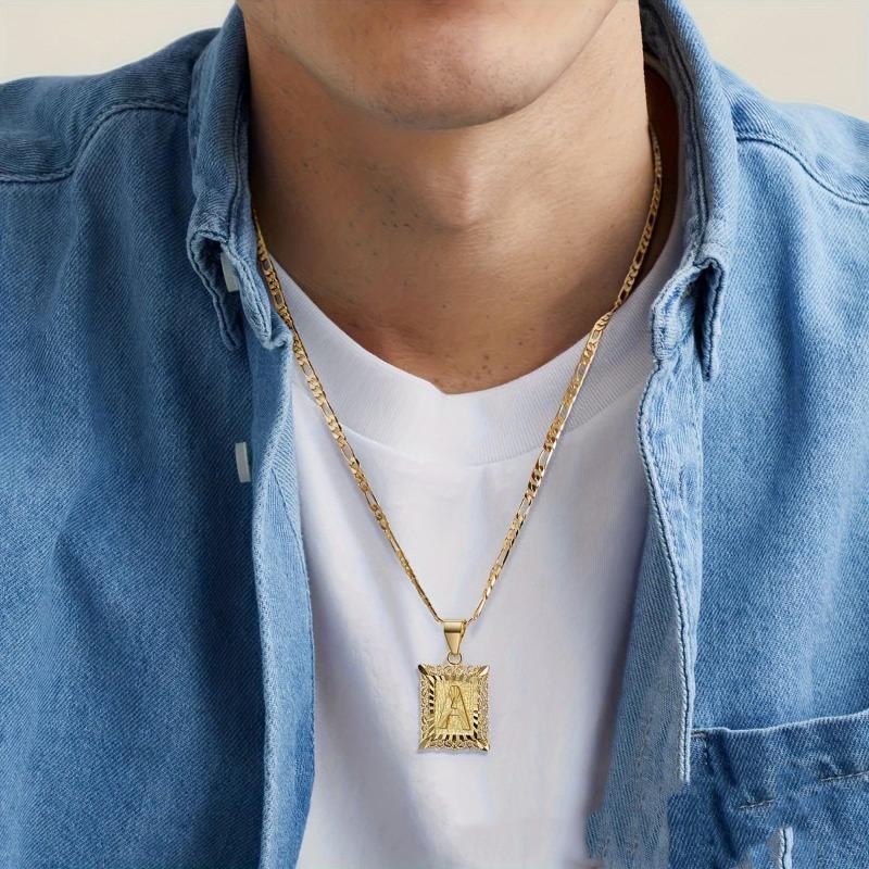 European and American style simple square 26 letter pendant necklace women's personality high-end design jewelry