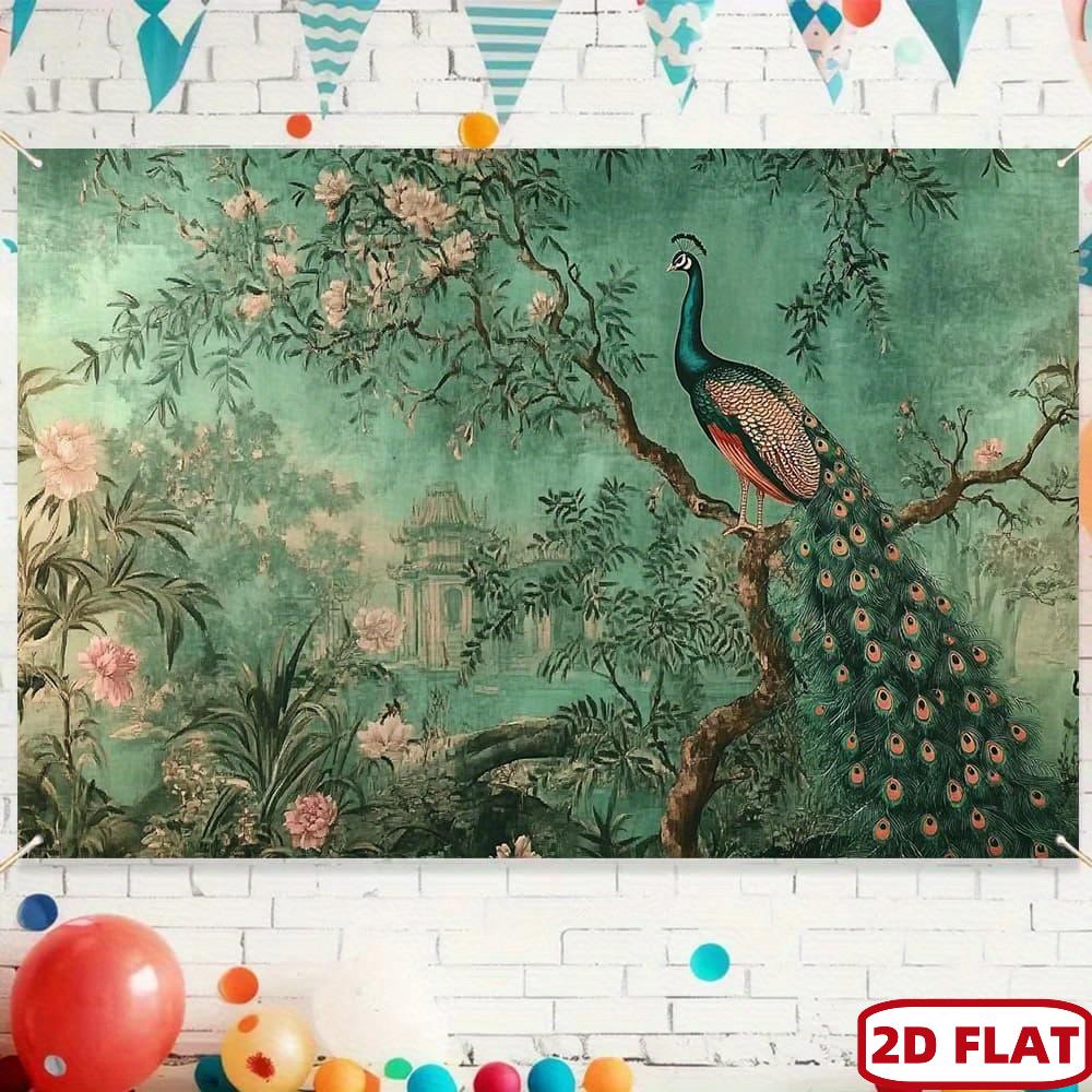 Oriental Peacock Garden Tapestry Chinese Wall Mural Asian Art Decor Large Size 180x280cm Zen Landscape Hanging