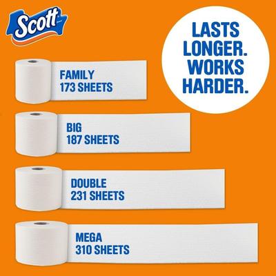 Toilettenpapier, 12 Doppelrollen, 231 Blatt pro Rolle, Septik-sicher, 1-lagiges Toilettenpapier