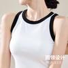 26 Xia Xin color blocked short cross vest women's sleeveless top bottom shirt can be worn outside basic style daily casual