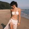 1011 New Swimsuit Beach Vacation Three-Piece Skirt Split Cute Small Bust Slimming Hot Spring Swimsuit for Women