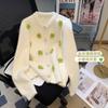 Plush soft waxy fashion sweater jacket women's summer new heavy industry flowers gentle and sweet knitted cardigan