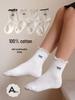 2025 Spring/Autumn Girls' Class A Cotton Socks with Ruffle Edge & Bow