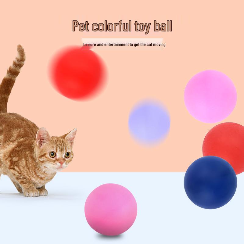 Colorful Elastic Cat Training Toy - 4CM Turntable Ball Ping Pong Play Ball