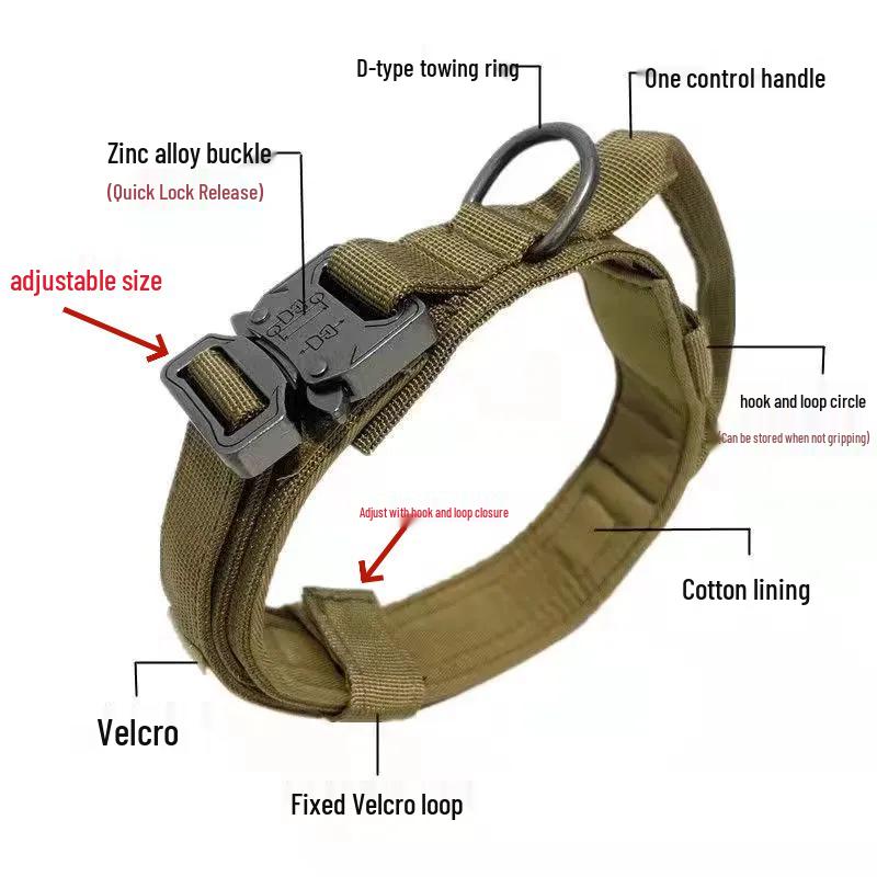 Zgarda și Lesă Tactice Anti-Evadare Robuste pentru Câini de Talie Medie/Mare - Malinois, Golden Retriever, Ciobănesc German, Câini de Vânătoare.