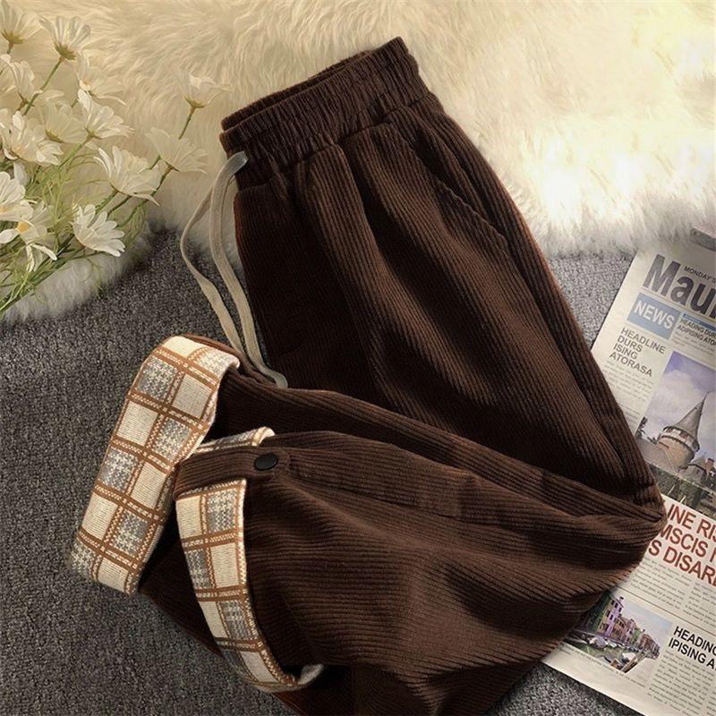 

Зимові штани прямого крою Вільні та тонкі Штани з широкими штанинами Жіночі Флісові Потовщені Модні Штани для повних L