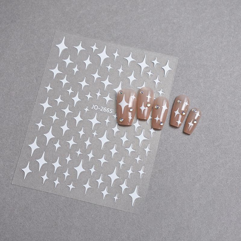 1 Stück Weiß Schwarz Sterne Nagelaufkleber Irreguläre Pentagramm Abziehbilder Rosa Laser Glänzend Glitzer Sternenlicht Maniküre Ornamente Slider