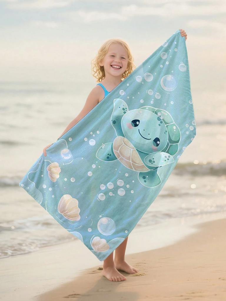 Mintgrünes Schildkröten-Strandtuch, ultrafeine Faser, saugfähig, schnell trocknend für Strände, Schwimmbäder, Reisen - Kinder- und Erwachsenentücher