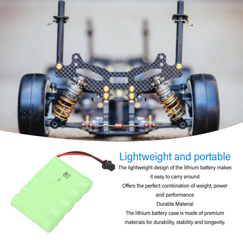 6.0V 2400mAh Lithium Battery with SM 2P Plug Replacement RC Rechargeable Lithium Battery for RC Cars Trucks
