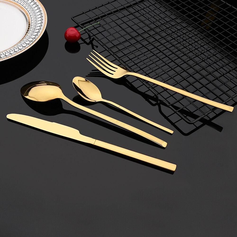 Gold Dinnerware Set Luxury Cutlery Stailess Steel Set 24Pcs Tableware Knives Forks Dining Dinner Set Western Food Restaurant