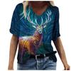 Fashion Women's Summer Printed Short Sleeve V-Neck T-Shirt Casual Tee Tops