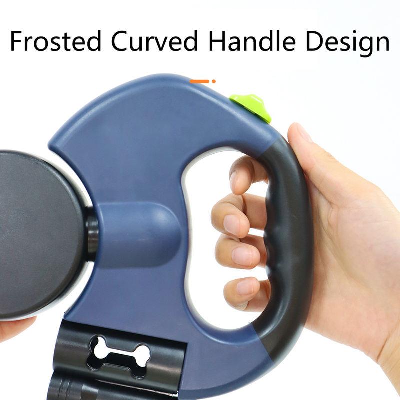 Premium Multi-Functional Dual-Head Retractable Dog Leash Flashlight Reflective 360 Anti-Tangle Solid Adjustable for Two Dogs