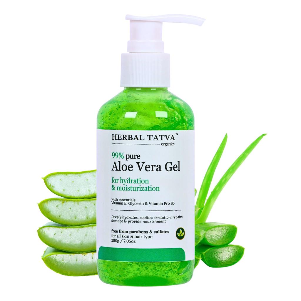Herbal Tatva Pure Aloe Vera Gel For Skin & Hair | Moisturizing Gel with Multivitamins | Multipurpose Aloe Gel for Skin & Hair | Organic Aloevera Ge