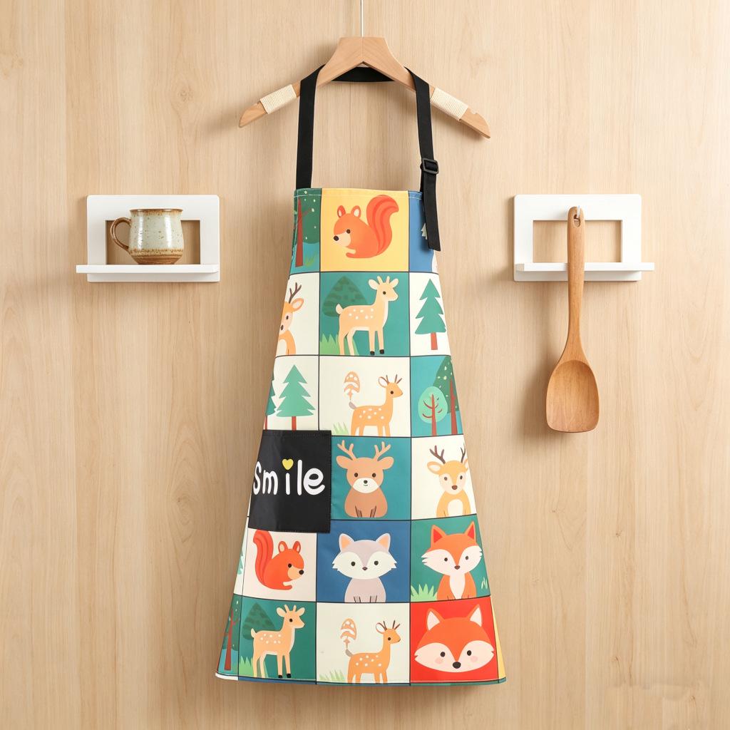 Oil-proof Waterproof Cartoon Kitchen Apron for Women - Wear-resistant Waist Apron for Cooking, Catering, and Restaurants
