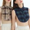 Damen Abnehmbares Kariertes Hemd Design Falscher Kragen Falsche Bluse Bekleidungszubehör
