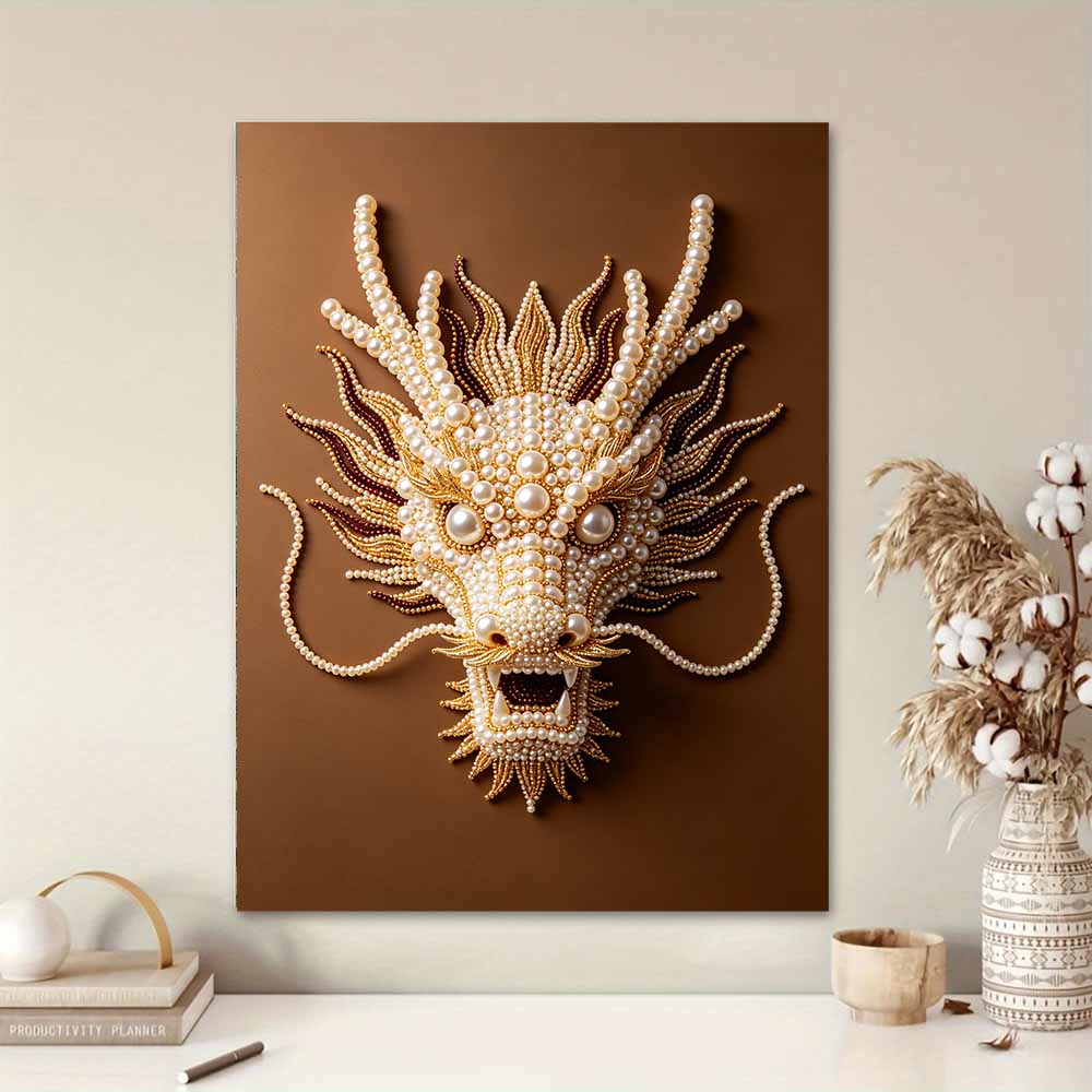 DIY Pearl Diamond Art Painting Kits for Adult and Beginners, Majestic Dragon Sparkling Painting Craft Home Wall Decor Handmade Gift