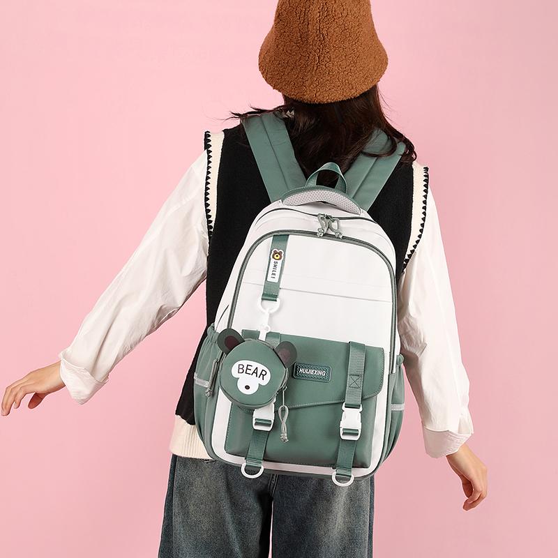 Rucksack mit großem Fassungsvermögen für Schüler und Oberstufenschüler Strapazierfähig Waschbar Schwarz Niedlich Doppelschultertasche Schultasche
