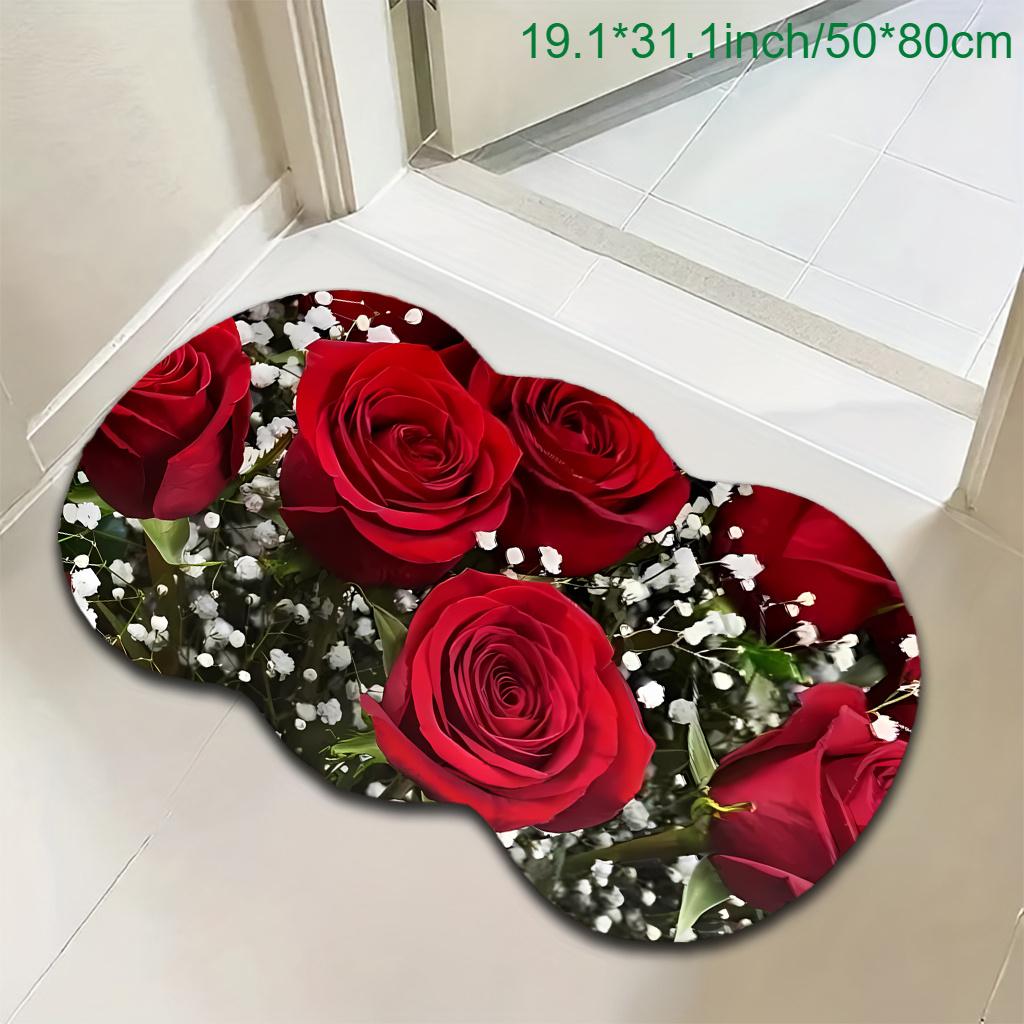 1 Stück Luxuriöser Roter Rosen Sternenhimmel Teppich, Strapazierfähiger Rutschfester Waschbarer Innenbereich Teppich für Alle Jahreszeiten, Halloween Thanksgiving Dekoration