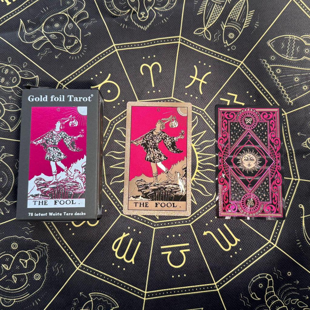 Gold Foil Waterproof PVC Tarot Cards - Color Printed Table Game with Hot Stamping