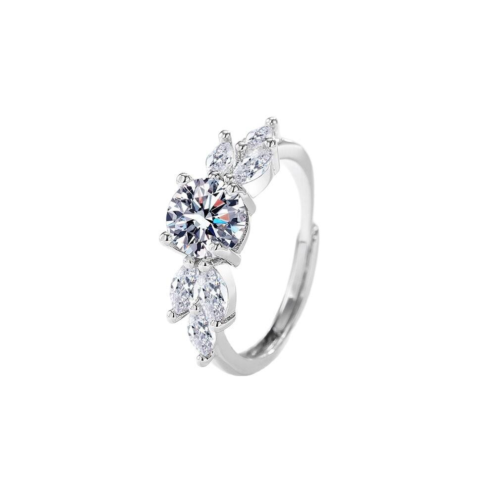 Moissanit S925 Sterling Silber Ring Damen Hoher Sinn Nische Temperament Offener Zeigefinger Ring Schmuck Geschenk