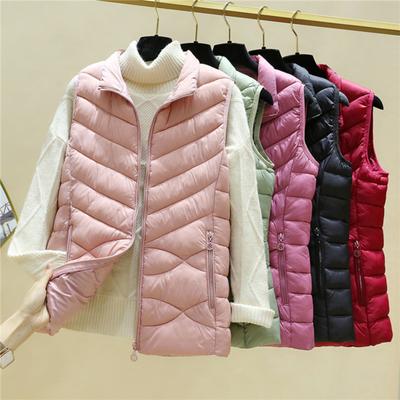 Women's Padded Vest Autumn Winter Ultra Light Zipper Closure Warm Sleeveless Jacket Slim