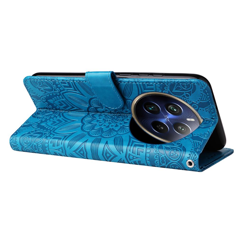 For Realme 12 Pro 5G/12 Pro+ 5G Leather Case Imprinted Sunflower Flip Folio Wallet Phone Cover
