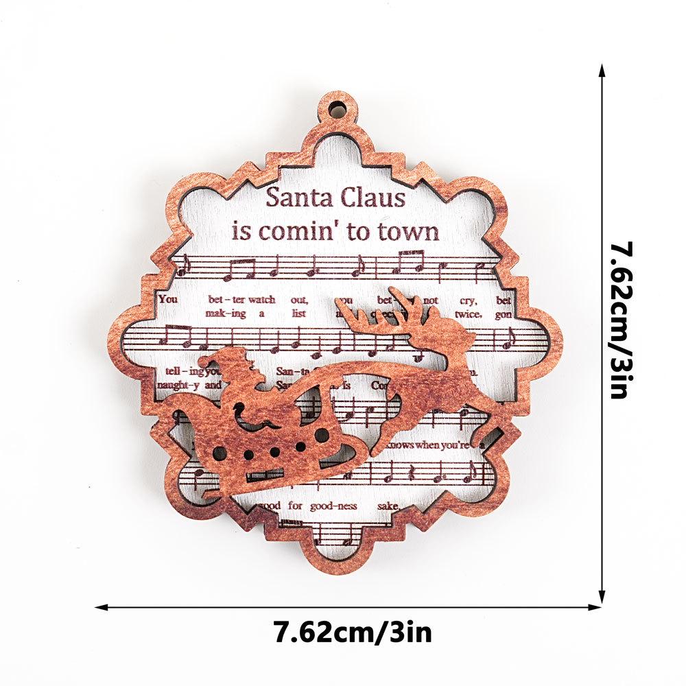 3D Wooden Musical Christmas Tree Ornament & Magnetic Refrigerator Sticker