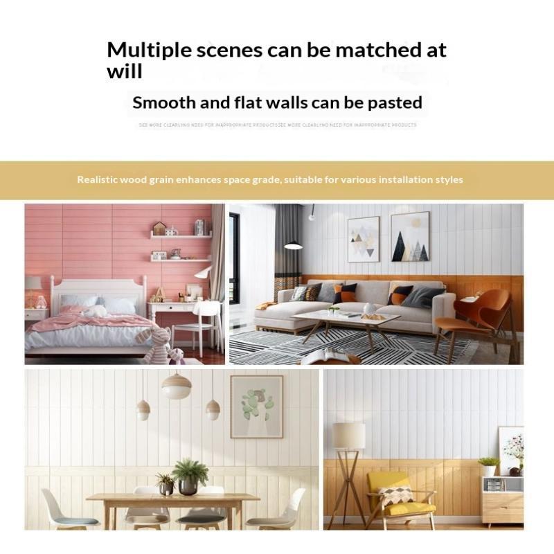 3D Wood Slat Wall Panels Self Adhesive Sound Absorbing For Home Living Room Office Wall Decor