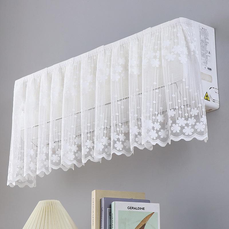 Elegant blondert brodert design Anti-direkte blåsing Klimaanleggtrekk Stoff Veggmontert Støvtett Etui Hjemmedekorasjon
