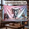 Animals Theme Throw Blanket Custom Name Text Personalized Blanket Soft Cozy Blanket for Home Sofa Bed