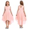 Kids Big Girl Sleeveless Pleated Chiffon Flower Wedding Bridesmaid Formal Party Dress First Communion Dress