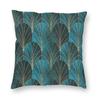 Art Deco Waterfalls Teal Square Pillowcase Polyester Linen Velvet Creative Decorative Throw Pillow Sofa Seater Cushion Cover