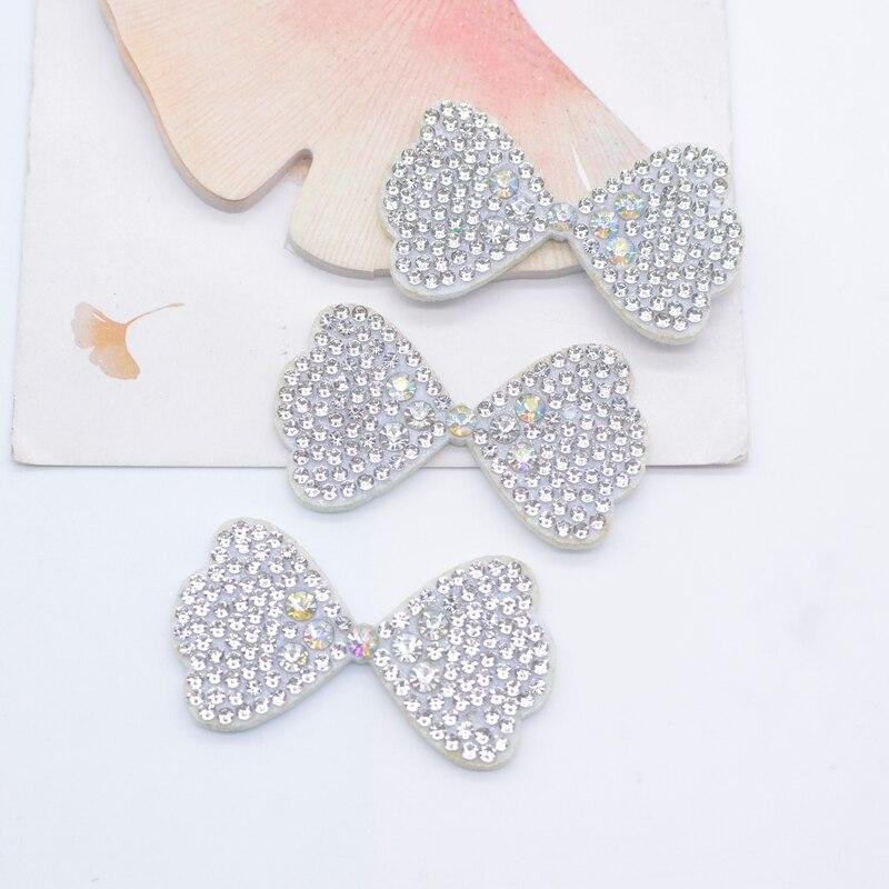 

10 шт. 45*25 мм мягкий красочный галстук-бабочка со стразами DIY ремесленные нашивки с плоской задней частью орнамент для скрапбукинга аксессуары белый