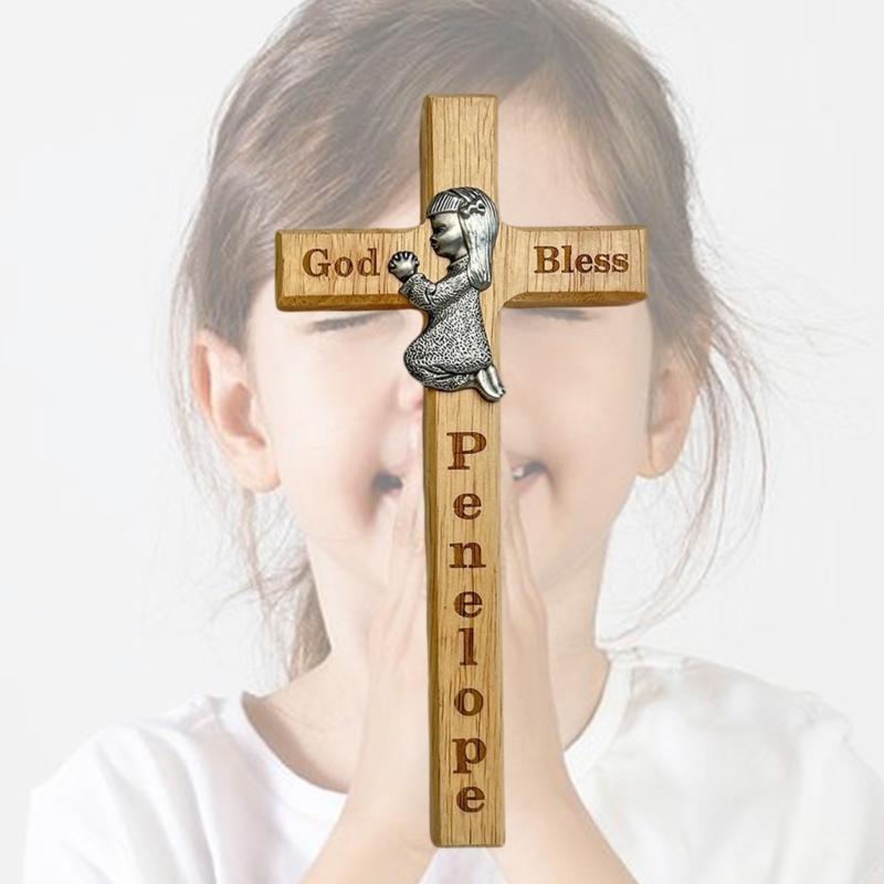 Crucifix Ornament Wood Blessing Gift For Children Easter Baptisms Or Birthday Present Safe and Friendly
