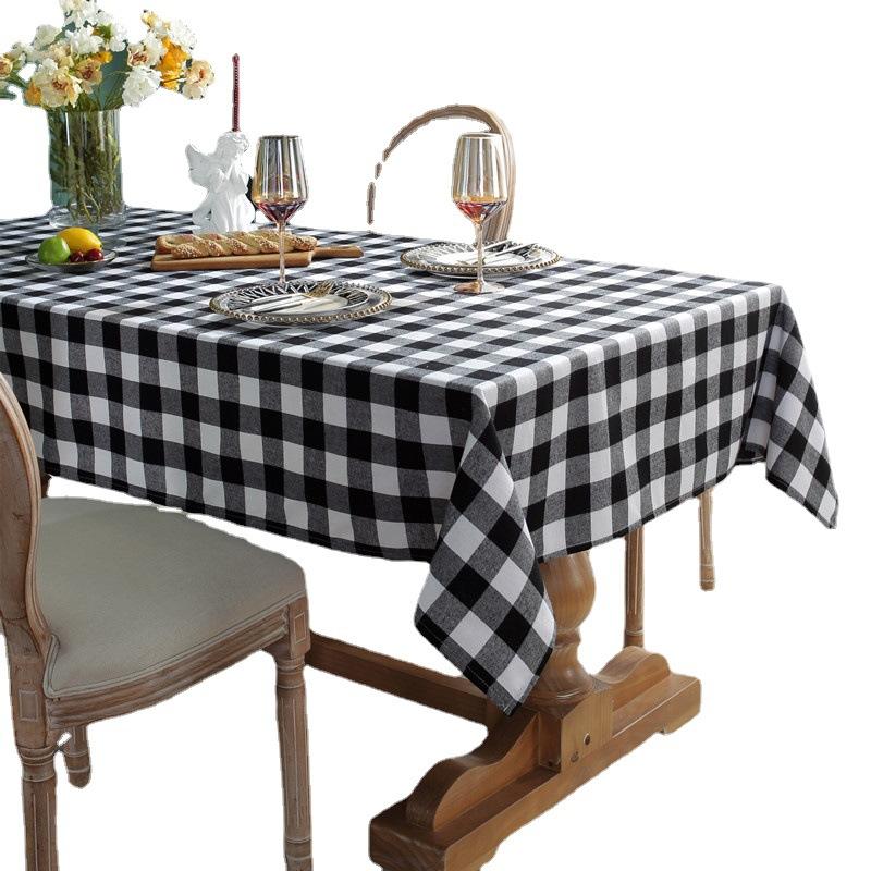 Amazon Yarn-Dyed Polyester-Cotton Festive Christmas Decorative Tablecloth Red And Green Plaid Coffee Table Tablecloth Table Cloth