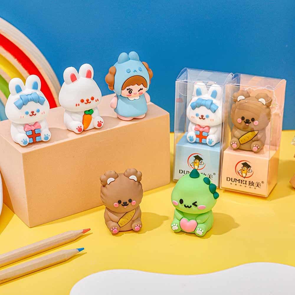 1 Piece Stationery Kawaii Animal Doll Cartoon Sharpener Pencil Office Supplies Kawaii School Accessories