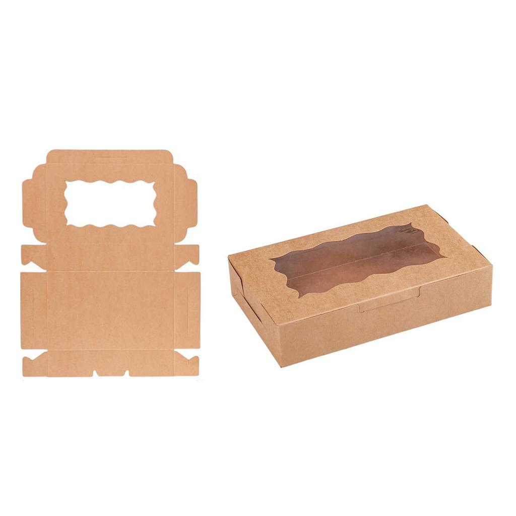20 Pieces Brown Paper Cupcake Boxes with Clear Window for Desserts Candy and Gifts Ideal for Parties and Event