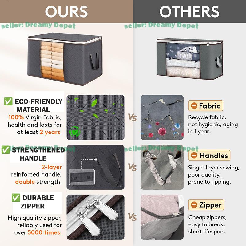 Large Capacity Storage Bag for Clothes Blankets Moving Must Have Organizer Box Container