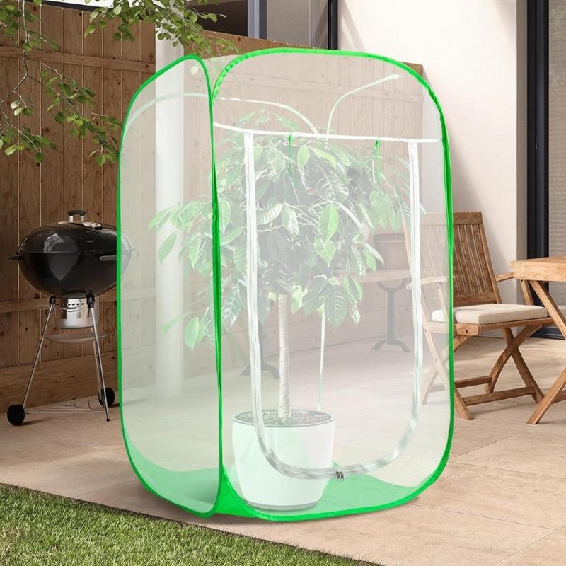 Durable Mesh Plant Tent Providing Effective Insect Barrier for Garden and Balcony Plant Featuring Ventilation Design