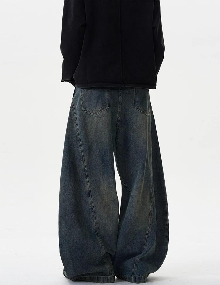American Retro Washed Distressed Wide-Leg Jeans - Unisex Casual Trend