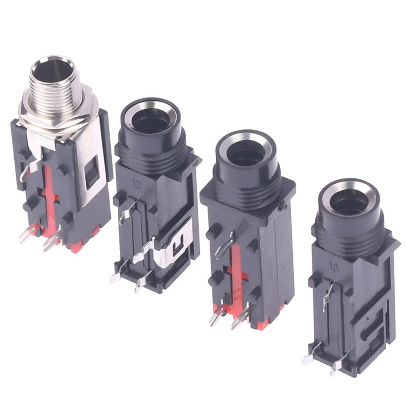 2Pcs 6.35Mm Audio Jack 3Pin Stereo Audio Socket Microphone Welding Line