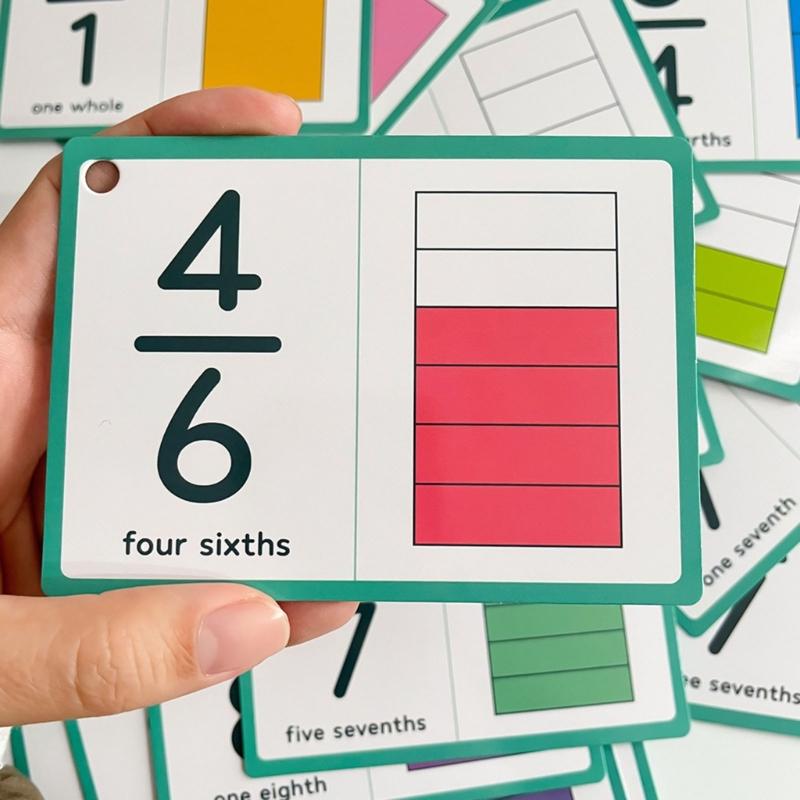 Fraction Educational Cards Math Study Tool For Students Teachers Homeschooling Materials Paper Visual Learning Aids