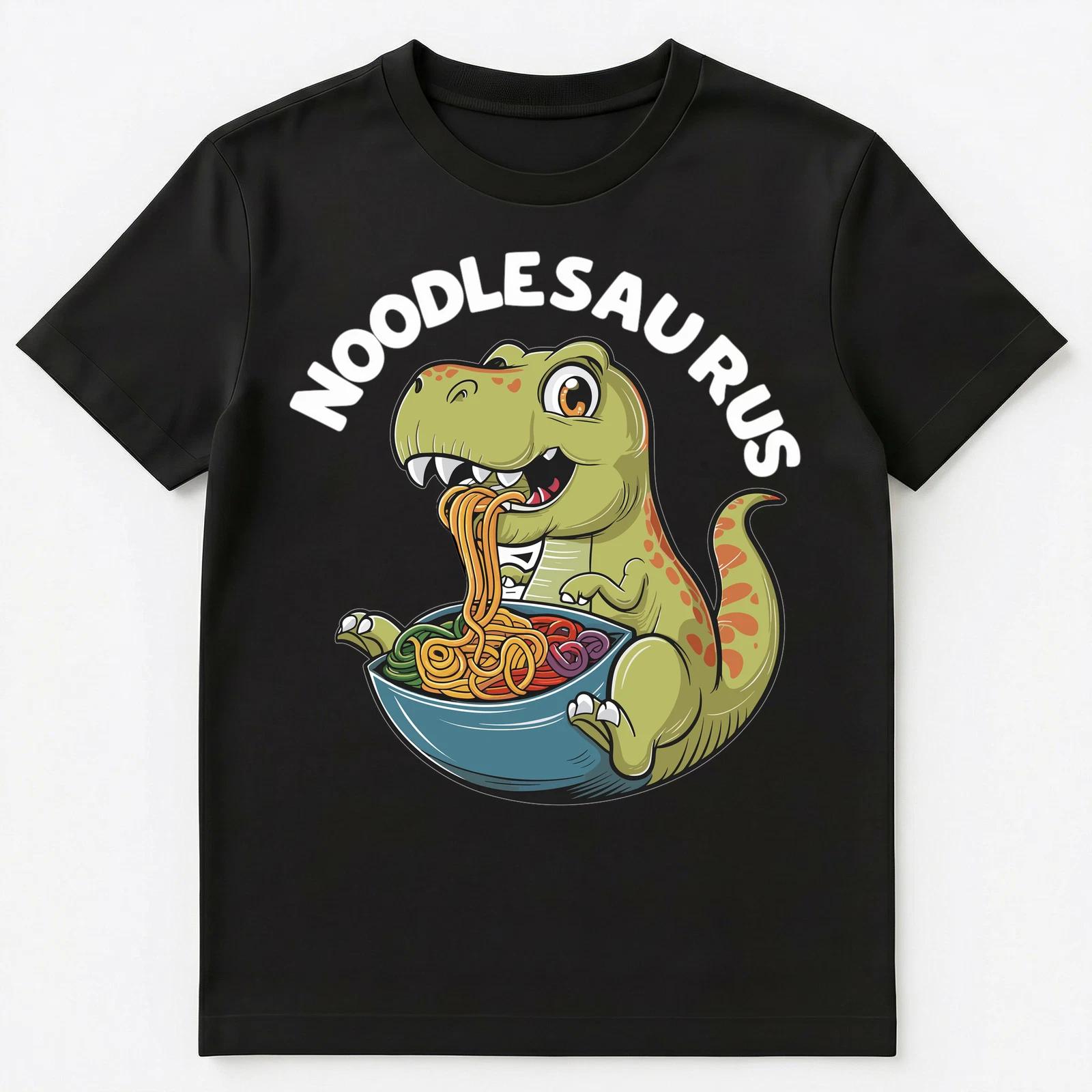 Cute T Rex Eating Noodles Unisex T-Shirt L