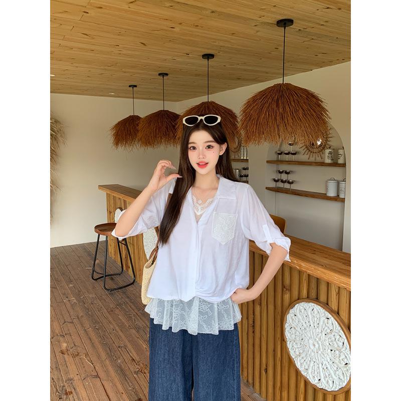 2026 Summer Plus Size Women s Lace Vest & Sun Protection Shirt Set 3XL