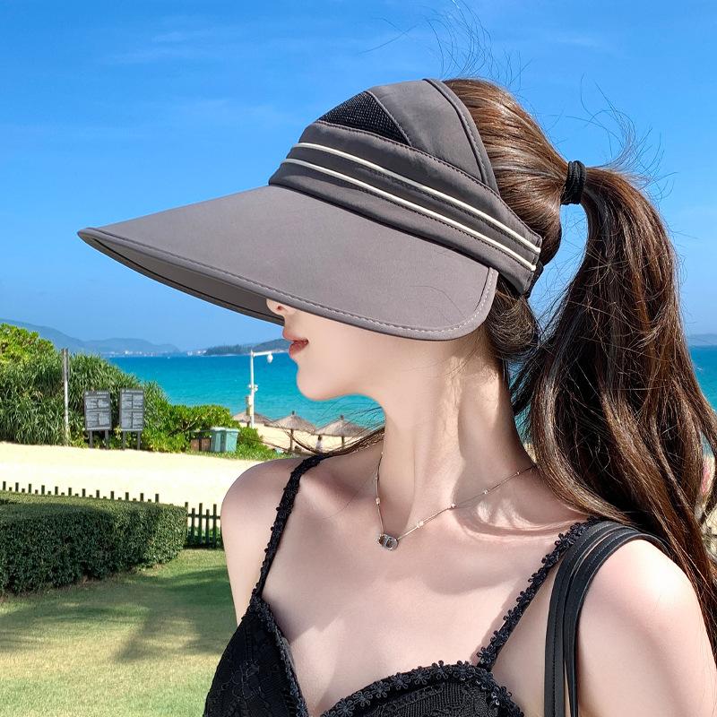 Summer eaves breathable sun hat children outdoor cycling sun hat versatile fashion show face small empty top hat