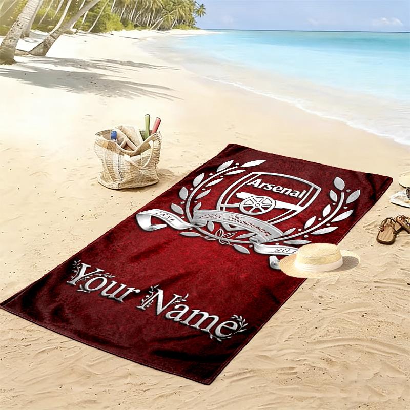 Name Custom FC Logo Arsenal Print Beach Towel, Large Soft Quick Dry Towel for Beach Camping Swimming