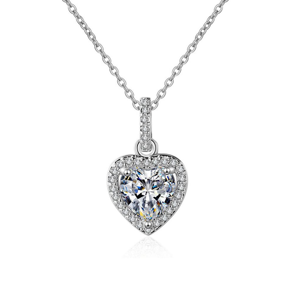 Zircon Heart-Shaped Diamond Clavicle Necklace for Women - Minimalist Internet Celebrity Pendant