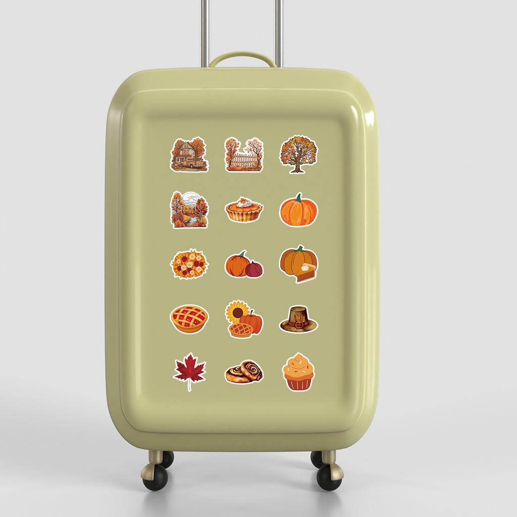 50 New Thanksgiving Doodle Stickers, Thanksgiving Food Stickers, Water Cup Computer Waterproof Decorative Stickers