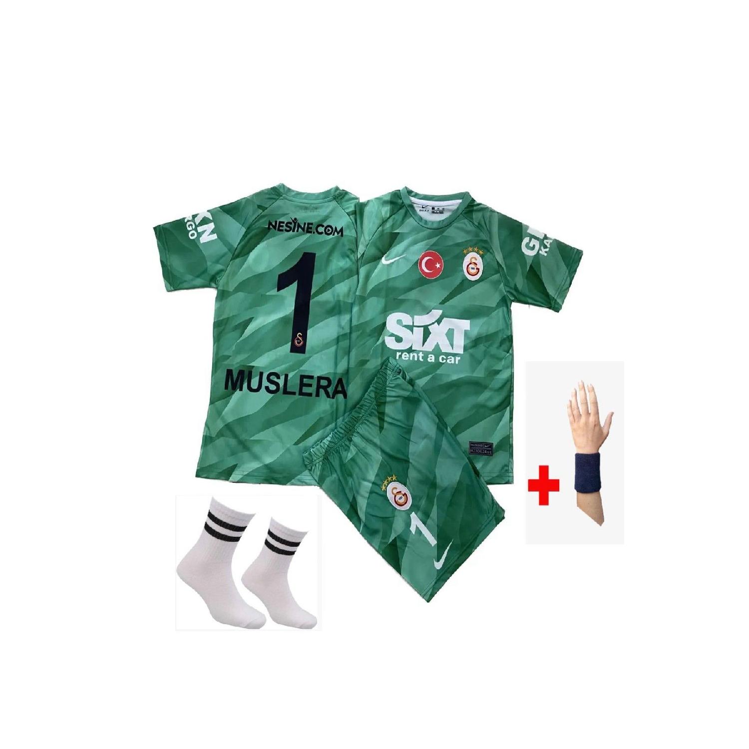 

Зеленый комплект из 4 футболок вратаря 23/24 нового сезона Muslera Kids вратарская майка 3-4 Yaş зелёный